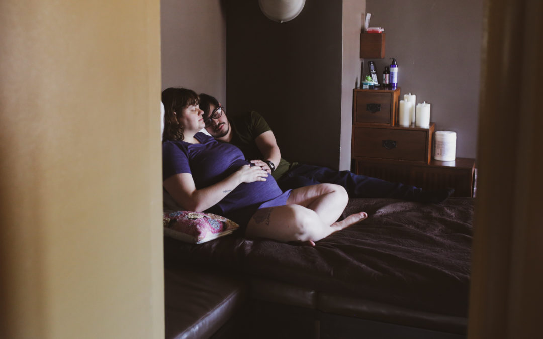 A woman labors with her partner at Babymoon Inn, a freestanding birth center